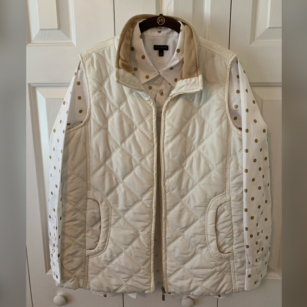 Talbots Long Sleeve Polka Dot Shirt and Vest